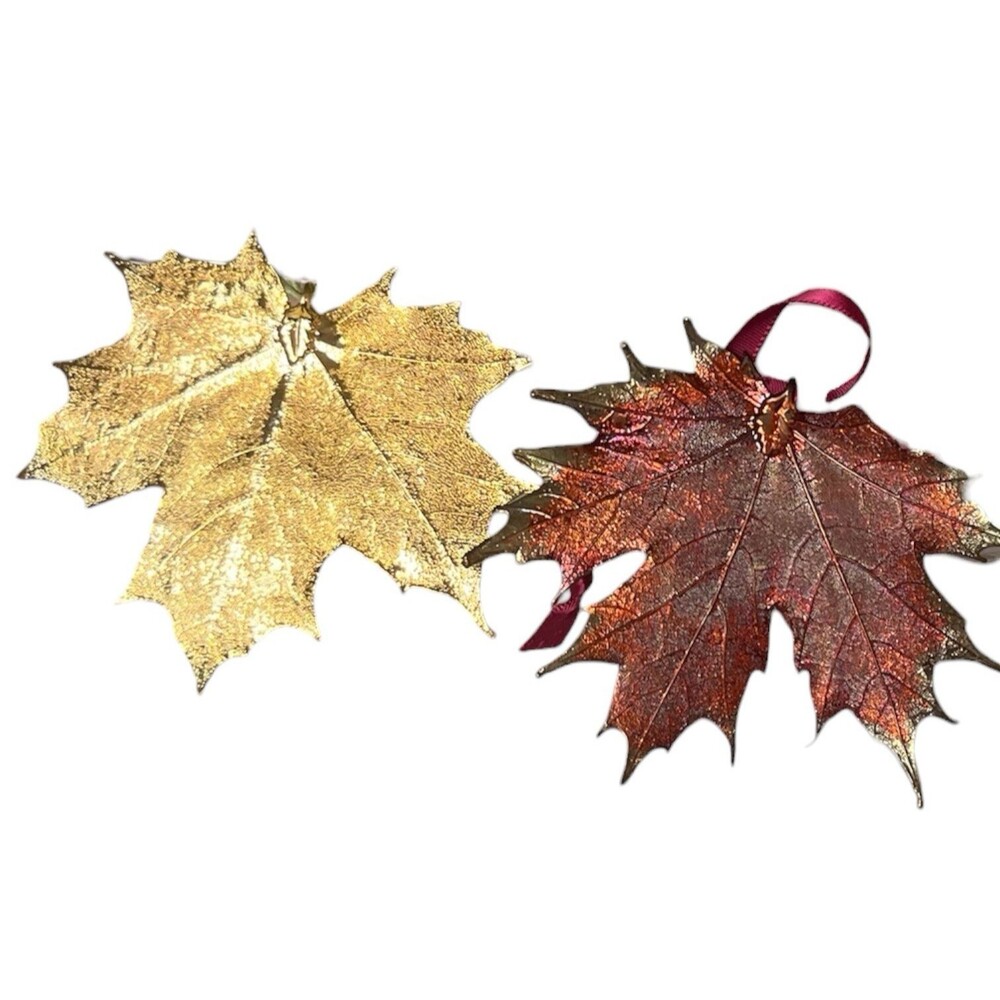 Natures Leaf Ornament 18k Gold  Copper Electroplated Sugar Maple 1993 Christmas